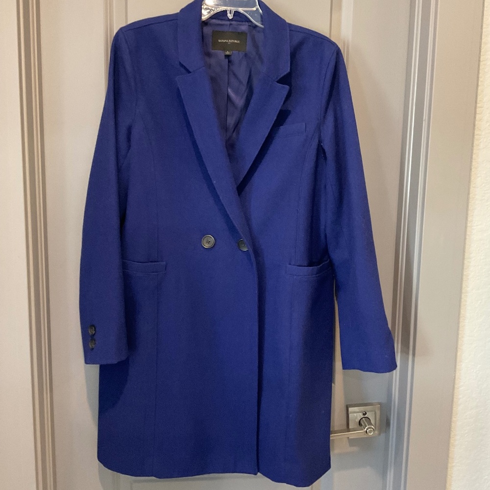 French Blue Wool Coat, size large from Banana Republic